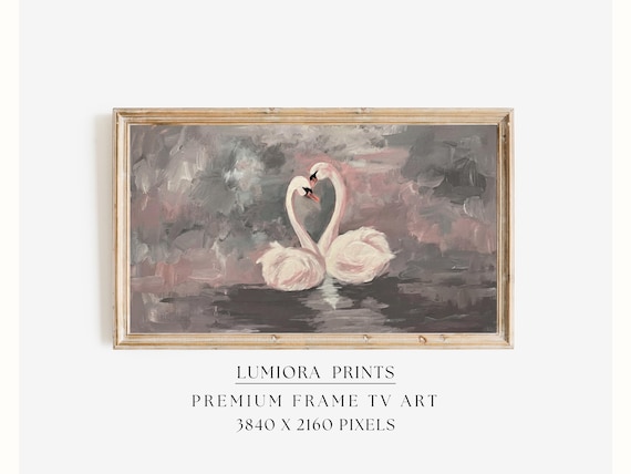 Romantic Swan Couple Samsung Frame TV Art