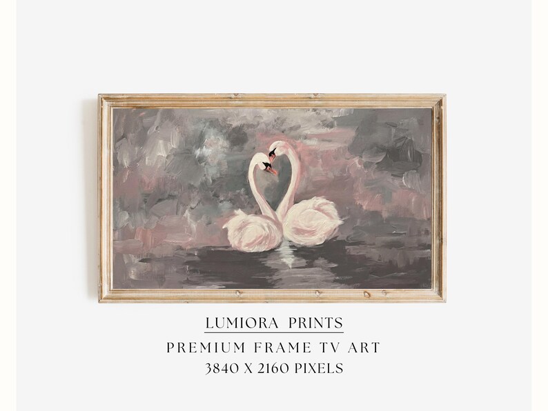 Romantic Swan Couple Samsung Frame TV Art