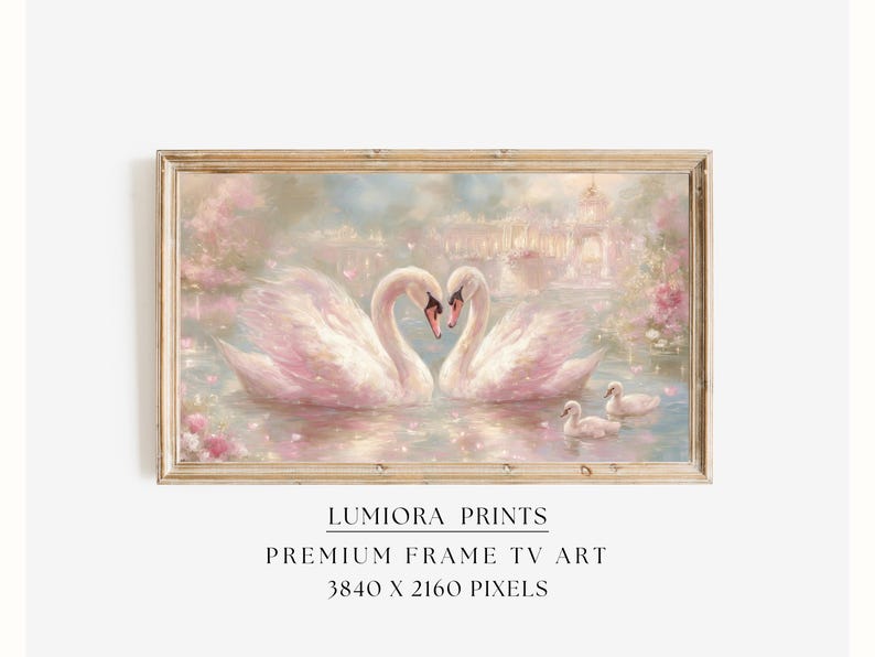 Romantic Pink Swans Samsung Frame TV Art