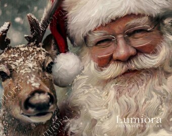Samsung Frame TV Art Santa & Reindeer • Vintage Christmas Painting • Cozy Holiday Wall Art • Winter Decor Digital Download, image 7
