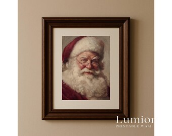 Vintage Santa Claus Portrait Print, Christmas Wall Art, Antique Santa Oil Painting, Printable Holiday Decor, Moody Christmas Art Download, image 9