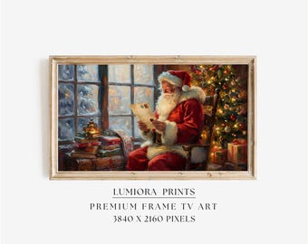 Samsung Frame TV Art Santa Reading Letter Painting • Vintage Christmas Wall Art • Cozy Holiday Decor • Classic Winter Artwork, image 1