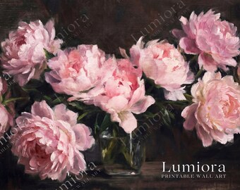 Romantic Pink Peonies Samsung Frame TV Art, Vintage Floral Still Life, Classic Oil Painting, Moody Botanical Decor, Soft Pink Flower Bouquet, image 5