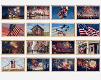 30+ 4th of July Samsung Frame TV Art Bundle, American Flag Independence Day Decor, July 4th TV Art, Patriotic Oil Painting, Digital Download, image 3