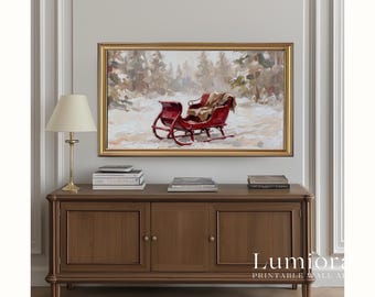 Christmas Sleigh Frame TV Art – Cozy Winter Sleigh Scene, Minimal Holiday Decor Frame TV Art for Samsung Frame TV, image 5