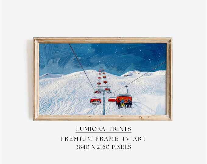 Ski Lift Winter Landscape Samsung Frame TV Art • Snowy…