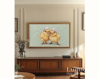 Vintage Easter Baby Chicks Frame Tv Art, Spring Oil Painting Samsung Frame Tv, Cute Chickens Tv Screensaver, 4K Art, image 6
