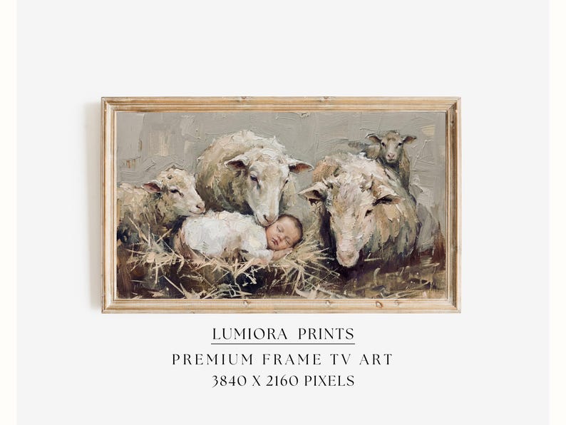 Baby Jesus with Sheep Samsung Frame TV Art