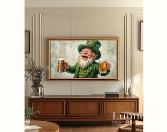 St. Patrick’s Day Samsung Frame TV Art, Funny Leprechaun TV Decor, Green Aesthetic Screen Art, Irish Holiday Cheers Background, image 5