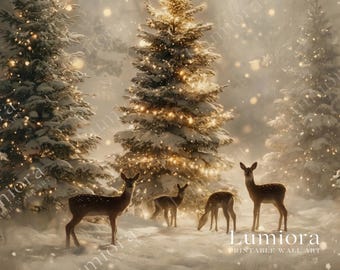 Samsung Frame TV Art Christmas Deer Forest • Magical Winter Wonderland • Glowing Christmas Tree Art • Cozy Holiday Digital Decor, image 7
