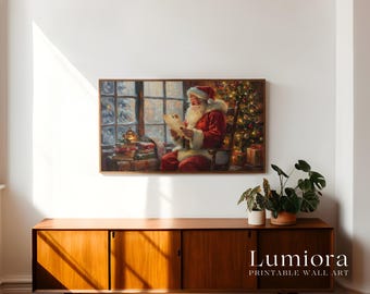 Samsung Frame TV Art Santa Reading Letter Painting • Vintage Christmas Wall Art • Cozy Holiday Decor • Classic Winter Artwork, image 3