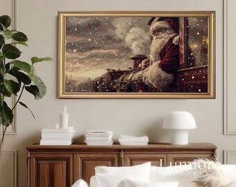 Samsung Frame TV Art Santa Express Train • Christmas Express Railway Artwork • Vintage Santa Claus Train Wall Art Digital Download, image 5