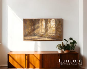 Church Windows Samsung Frame TV Art, Cathedral Light Screen Decor, Christian Religious Oil Painting, Spiritual Faith Background,4K, image 3