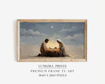 Nativity Frame TV Art – Holy Family with Baby Jesus, Peaceful Religious Christmas Frame TV Art for Samsung Frame TV, image 1
