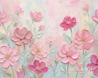 Pink Spring Floral Samsung Frame TV Art, Wildflower Oil Painting, Botanical TV Decor, 4K Digital Download, Cottagecore Flower Wall Art, image 7