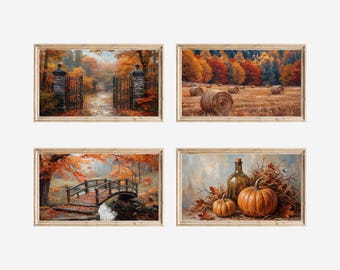 80+ Fall Autumn Frame Tv Art Bundle, Vintage Autumn Landscape TV Art Set, Rustic Fall Frame TV Art, Fall Art for TV, image 8