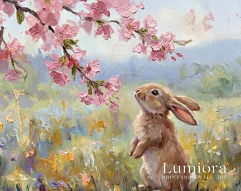 Easter Bunny Samsung Frame TV Art, Spring TV Decor, Rabbit Oil Painting, 4K Digital Download, Floral Wall Art, Aesthetic Holiday Screen Art, image 7