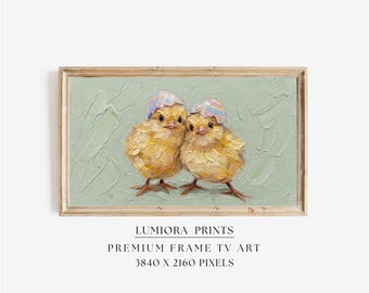 Vintage Easter Baby Chicks Frame Tv Art, Spring Oil Painting Samsung Frame Tv, Cute Chickens Tv Screensaver, 4K Art, image 1