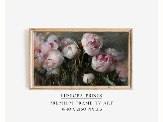 Romantic Pink Peonies Samsung Frame TV Art