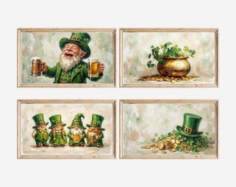 20+ St. Patrick’s Day Samsung Frame TV Art Bundle, Lucky Clover Decor, Irish Holiday Celebration Wall Art, Clovers Oil Painting, Spring 4K, image 4
