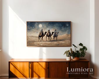 The Three Wise Men’s Journey TV Art, The Star of Bethlehem Christian Oil Painting, Nativity Samsung Frame TV Art, Magi Journey Tv Art, image 3