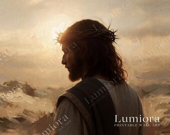 Jesus Crown of Thorns TV Art, Christ in Prayer Christian Oil Painting, Passion of Jesus Samsung Frame TV Art, Spiritual Faith Sunset Decor, image 7