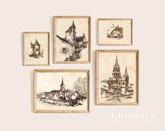 120+ Vintage Sketch Wall Art Set, Minimalist Sketch Print, Antique Sketches, European Sketch, Botanical Sketch, Portrait Sketch Gallery, image 12