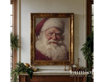 Vintage Santa Claus Portrait Print, Christmas Wall Art, Antique Santa Oil Painting, Printable Holiday Decor, Moody Christmas Art Download, image 3