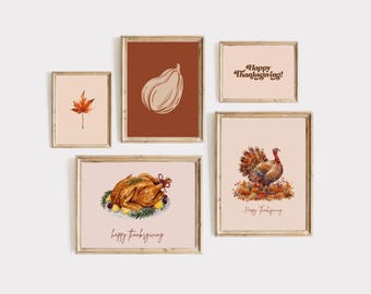 50+ Thanksgiving Prints, Fall Gallery Wall, Turkey Painting Set, Autumn Wall Decor, Give Thanks Poster, Thanksgiving Art, image 13