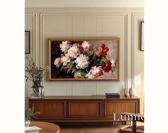 Romantic Red Roses Samsung Frame TV Art, Vintage Flower Bouquet, Classical Oil Painting, Valentine's Day Decor, Moody Floral Wall Art, 4K, image 5