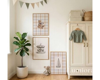 25+ Vintage Boy Nursery Prints, Classic Boy Room Decor, Plaid Nursery Wall Art, Baby Boy Gallery Set, Sports Nursery Decor, Boy Art Bundle, image 4