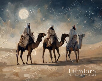 The Three Wise Men’s Journey TV Art, The Star of Bethlehem Christian Oil Painting, Nativity Samsung Frame TV Art, Magi Journey Tv Art, image 7