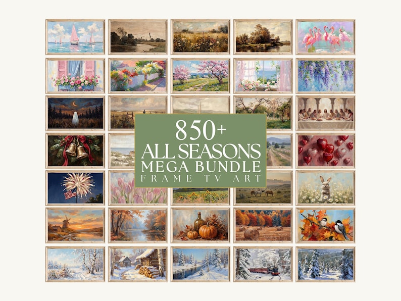 850+ All Season Frame TV Art Mega Bundle, Samsung Frame TV Art, Whole Year Holiday Screen Art, Vintage Oil Painting, Digital Art Gallery Set image 1