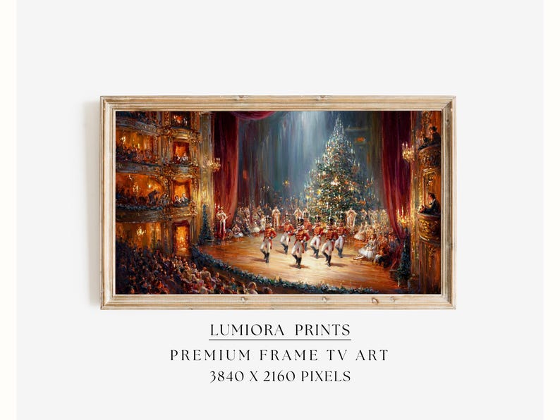 Samsung Frame TV Art Nutcracker Ballet • Classic Christmas Theater Scene • Elega