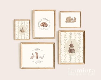 100+ Neutral Nursery Prints, Vintage Baby Room Decor, Boho Nursery Wall Art, Animal Poster Bundle, image 9