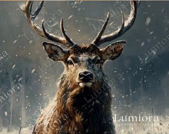 Samsung Frame TV Art Winter Deer • Rustic Woodland Stag Painting • Nordic Christmas Cabin Decor • Cozy Winter Wall Art Digital Download, image 7