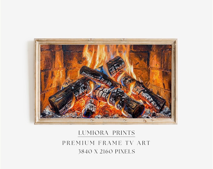Samsung Frame TV Art • Cozy Fireplace Wall Art • Warm…