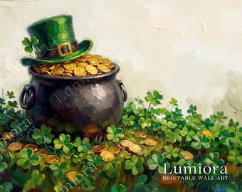 St. Patrick’s Day Samsung Frame TV Art, Pot of Gold TV Decor, Lucky Clover Screen Art, Green Aesthetic Frame TV, Irish Holiday Background, image 7