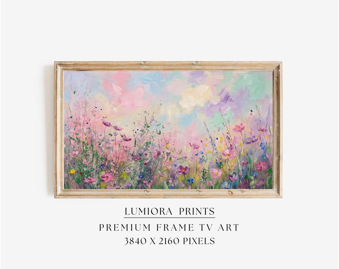 Spring Wildflower Samsung Frame TV Art, Meadow Flower Field…