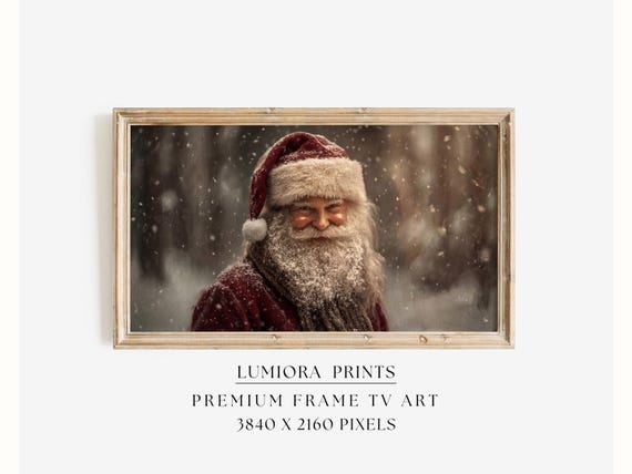 Samsung Frame TV Art Santa Claus Portrait • Vintage Father Christmas Painting • 