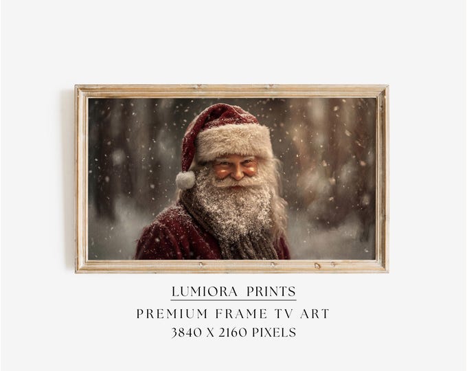 Samsung Frame TV Art Santa Claus Portrait • Vintage Father…