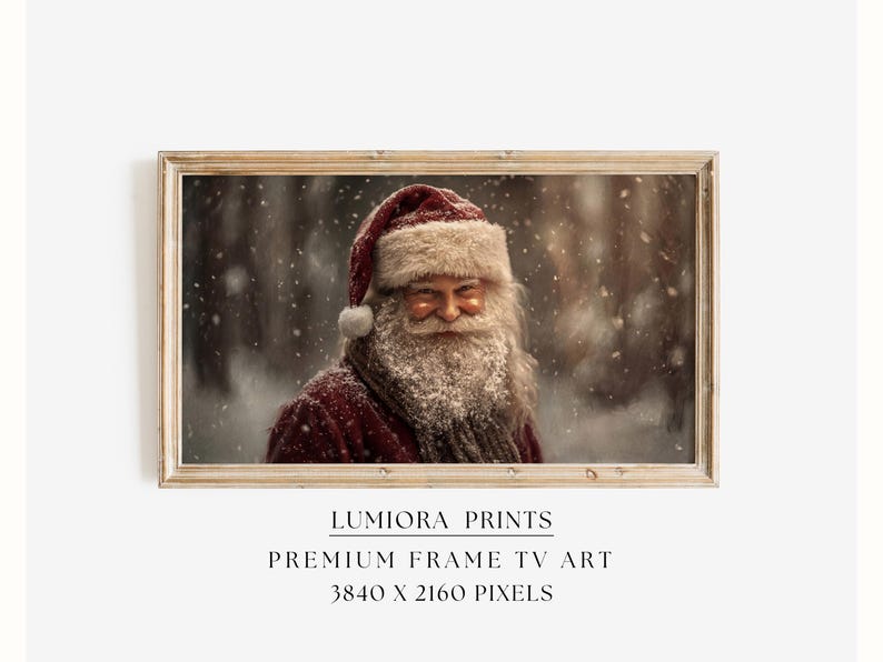 Samsung Frame TV Art Santa Claus Portrait • Vintage Father Christmas Painting •