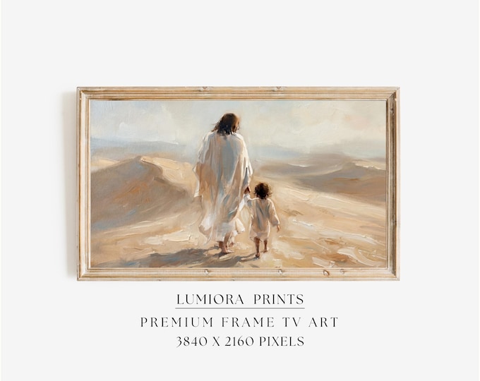 Jesus Walking with Child TV Art, Christ Leading Little One…