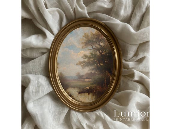 Vintage River Landscape Print