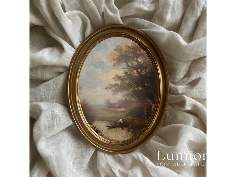 Vintage River Landscape Print