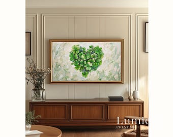 St. Patrick’s Day Samsung Frame TV Art, Lucky Clover Heart TV Decor, Green Aesthetic Screen Art, Irish Holiday Background, 4K Digital Art, image 5