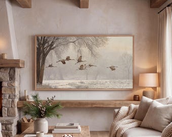 200+ Winter Frame TV Art Bundle, Vintage Snowy Landscape Oil Paintings, Christmas Village Art, Rustic Holiday TV Art, image 7