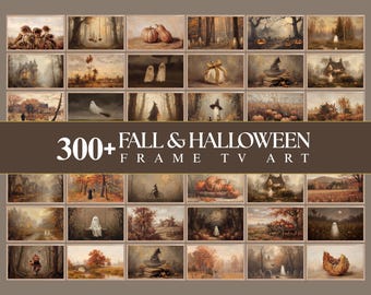 300+ Fall & Halloween Frame TV Art, Vintage Fall Samsung TV Art Bundle, Spooky Autumn Tv Art Set, image 1