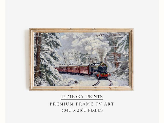 Christmas Train Scene Samsung Frame TV Art • Holiday Express Train Wall Art • Sn