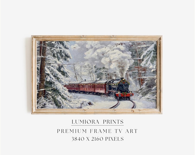 Christmas Train Scene Samsung Frame TV Art • Holiday…